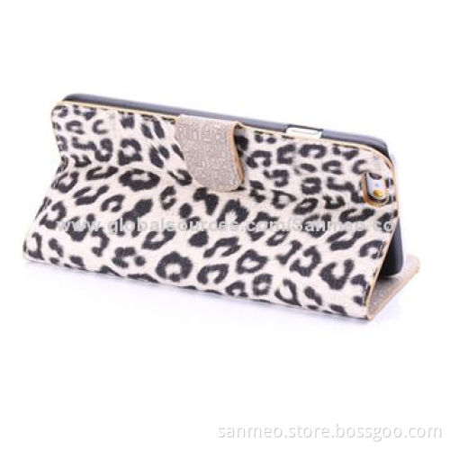 Leather case for iPhone 6, comfortable waterproof, leopard print ultra-thin holder walletNew
